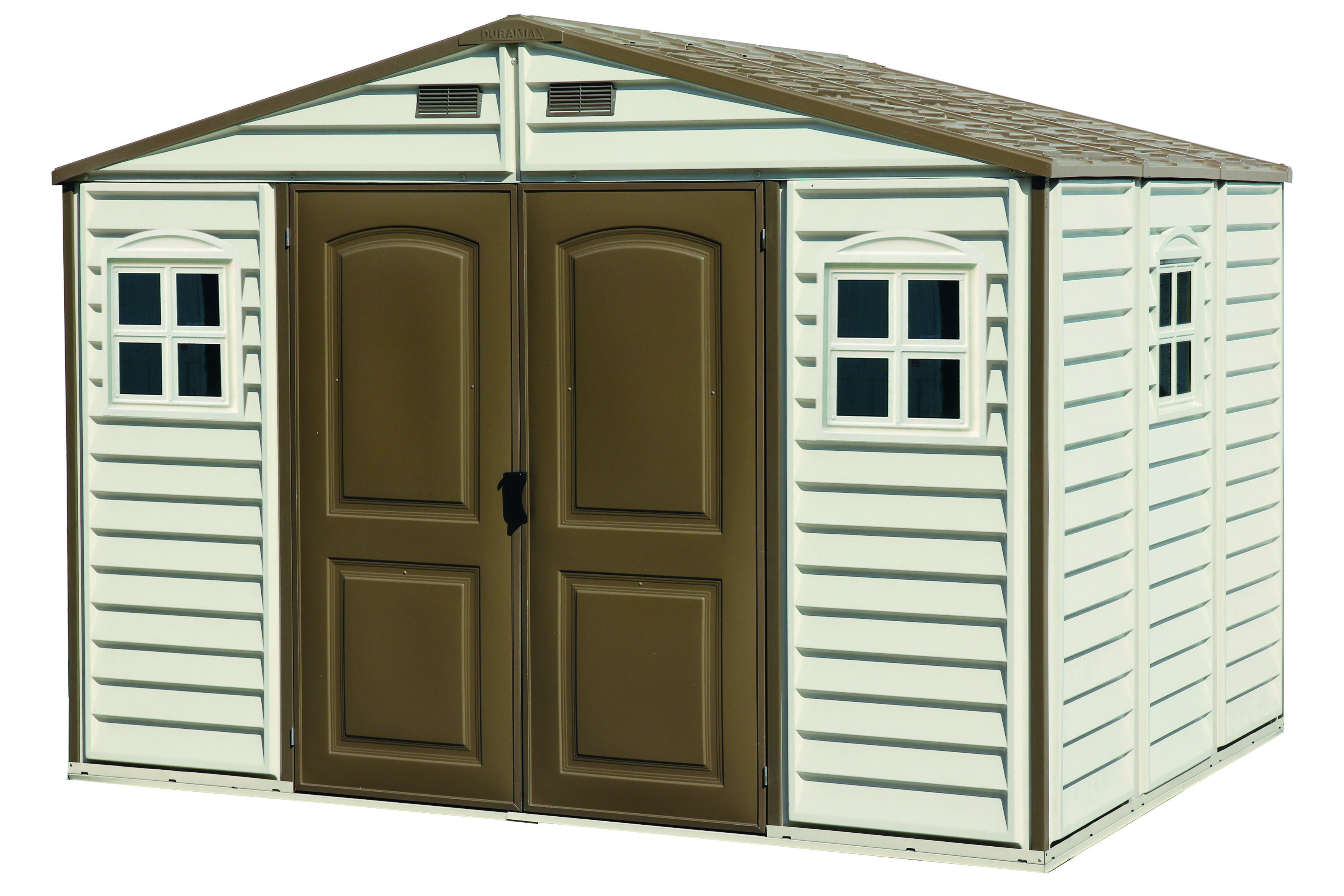 BillyOh 10 x 8 Daily Pro Apex Plastic Shed - Vinyl Clad Double Door Plastic Shed with foundation kit